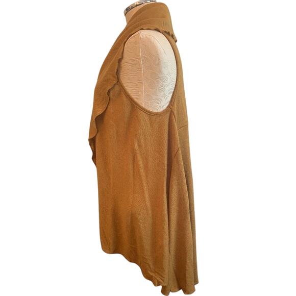 Small Womens Wrap Vest Sweater Brown Gold Color New Boho Lagenlook Flowy Look - Picture 3 of 5